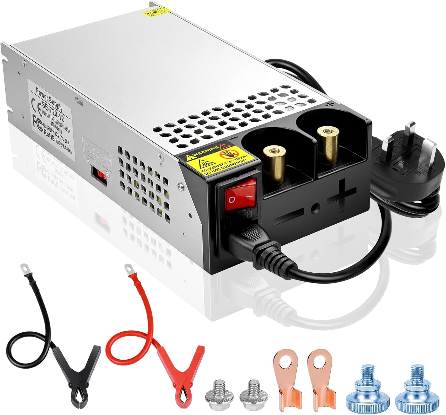Upgrade 12V DC Switching Power Supply 360W–720W (30A–60A), AC 110/240V Input Converter & Transformer, Cooling Fan Design, LED Driver Adapter for Strip Lights, 3D Printer, Radio — US/UK/EU Plug Options, CE/FCC/RoHS Certified