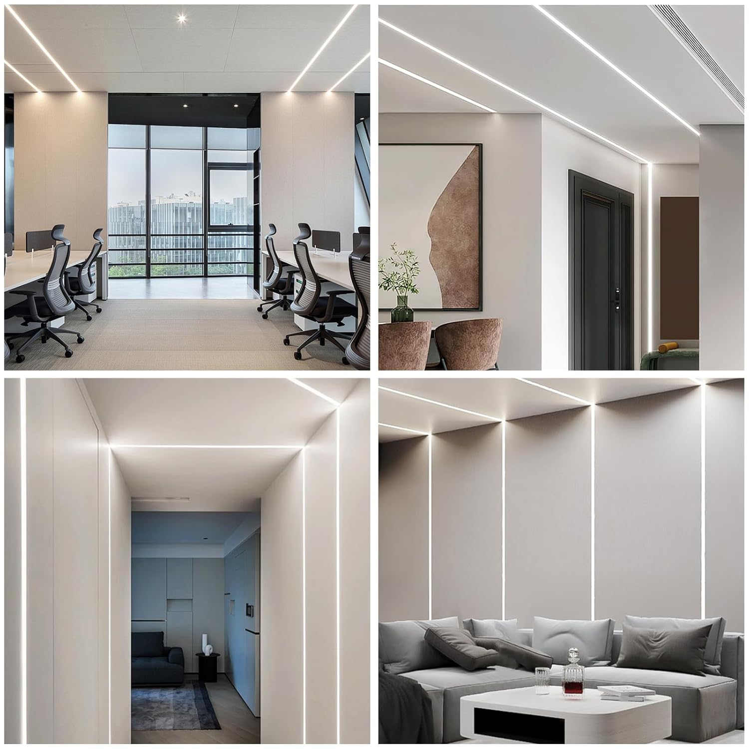 One-Sided Plaster-in Drywall LED Aluminum Channels– Fit for 1 to 20mm LED Strip | Silver | Milky White Cover | 1 / 2 / 3 Meter | Silver | Milky White Cover | 50 / 100 -Pack