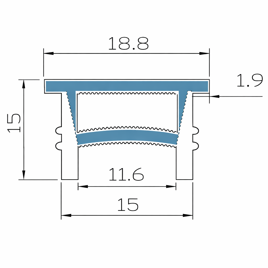 15×15mm Quick Install Neon Light Housing – S1515 Slim White Edge Silicone LED Channel System | Max Strip Width ≤10 mm | Top-Emitting Neon Diffuser Cover | for Commercial Lighting & Decorative Lighting | 164FT/50M