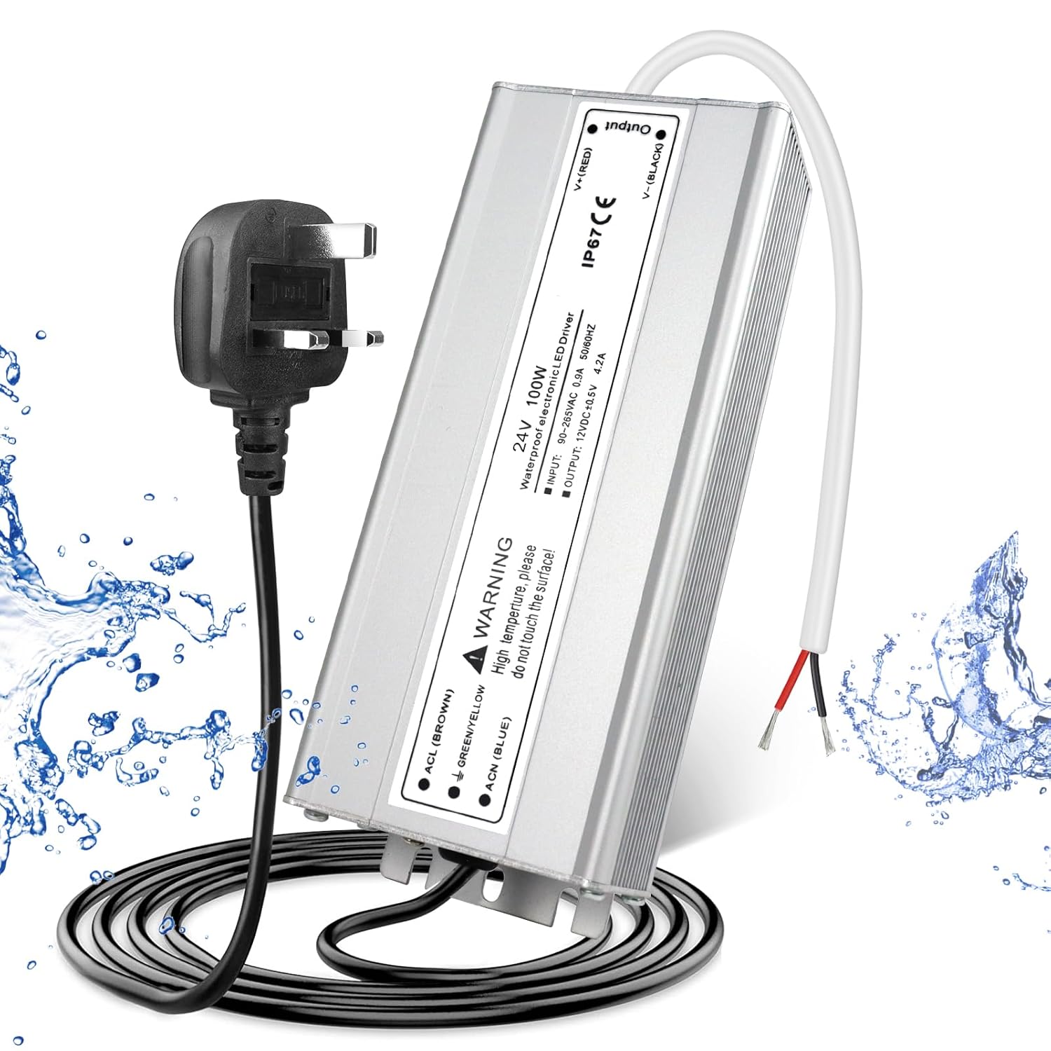 24V Waterproof LED Power Supply 30W–300W, 90–265V Input, Single/Dual Wire Output, Outdoor LED Driver, CE/RoHS/FCC — US/UK/EU Plug & Wire Leads Options