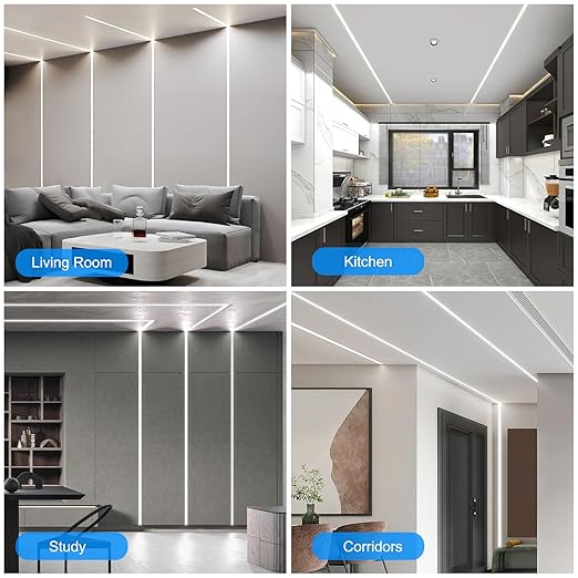 Double-Sided Plaster-in Drywall LED Aluminum Channels– Fit for 1 to 20mm LED Strip | 1Meter | Silver | Milky White Cover | 4 / 6 / 10 -Pack | Local Stock US/UK