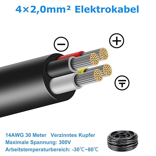 5/10/20/30 Metres 14/22 AWG, 3 x 2.0/4 x 2.0/6 x 0.3/6 x 2.0 mm² Electric Cable, 6 Core Cable, 5V/12V/24V/300V Power Cable, Tinned Copper Cable, Flexible and Soft, Low Impedance, High Temperature Resistance, Extension Cable