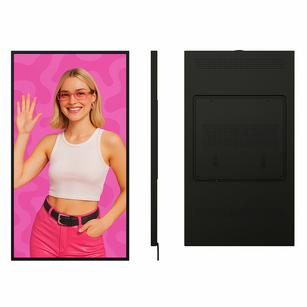 75" einseitiger 2500 Nits High Bright LCD-Werbemonitor für Schaufenster, Android RK3568 2G+32G, berührungslos, Cloud/APP/USB, Wandmontage/Bodenständer/Hängemontage