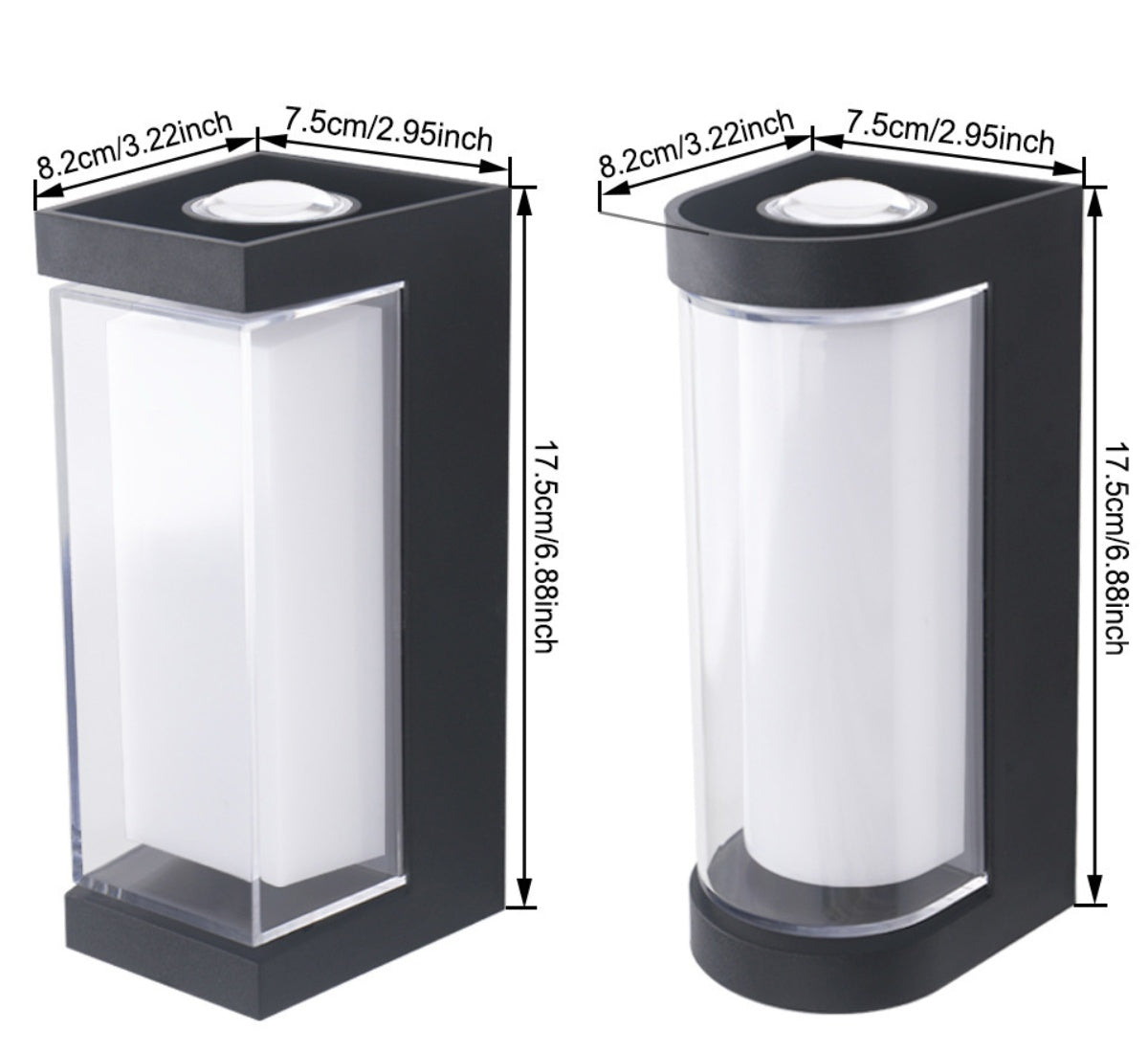 Waterproof LED Wall Light - 7W | 3000K / 6500K | Square / Round | Up & Down Outdoor Wall Sconce for Porch, Garden, Balcony & Indoor Decoration | Plastic Housing | IP65 | 4-Pack