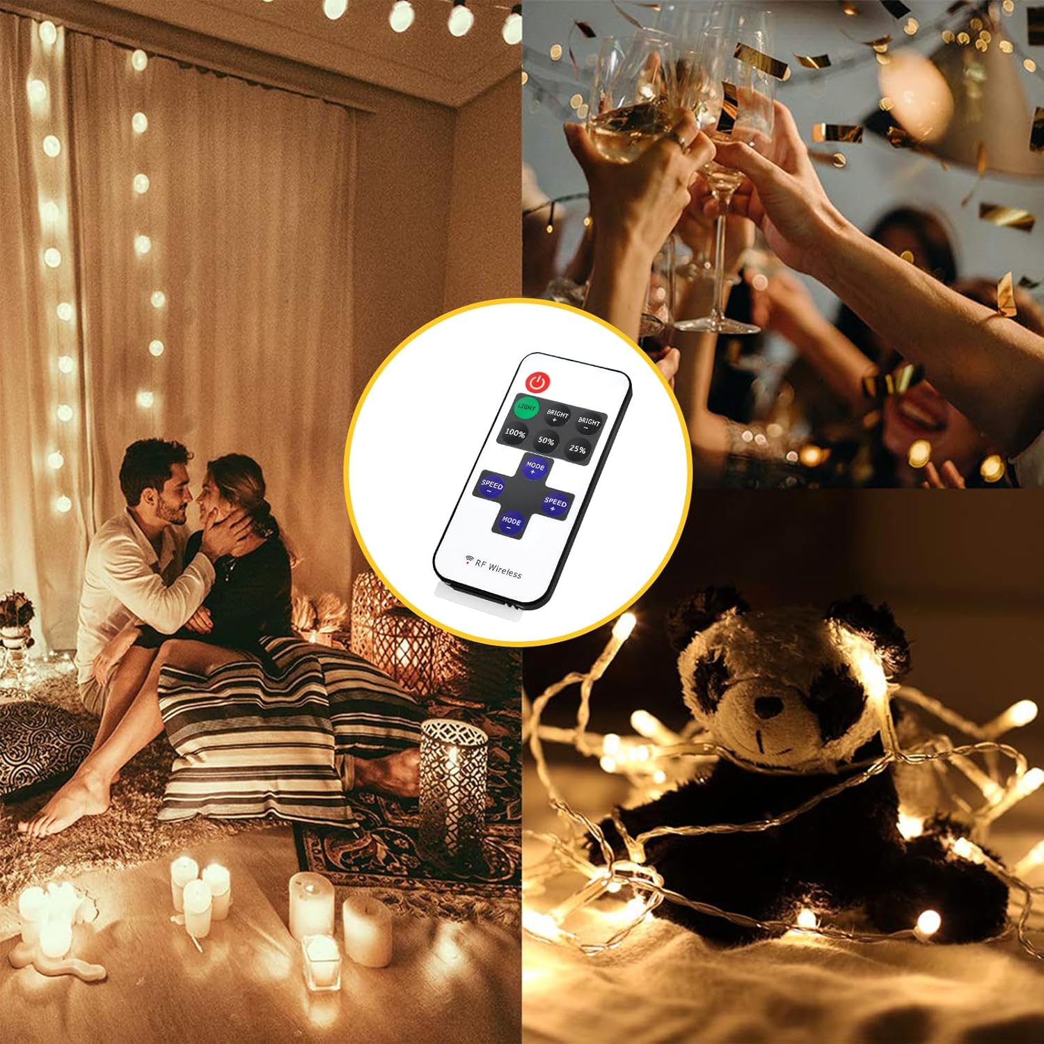 Contrôleur de bande LED – 5 V/24 V – Télécommande RF noire avec variateur | Pour bandes monochromes 5050/3528