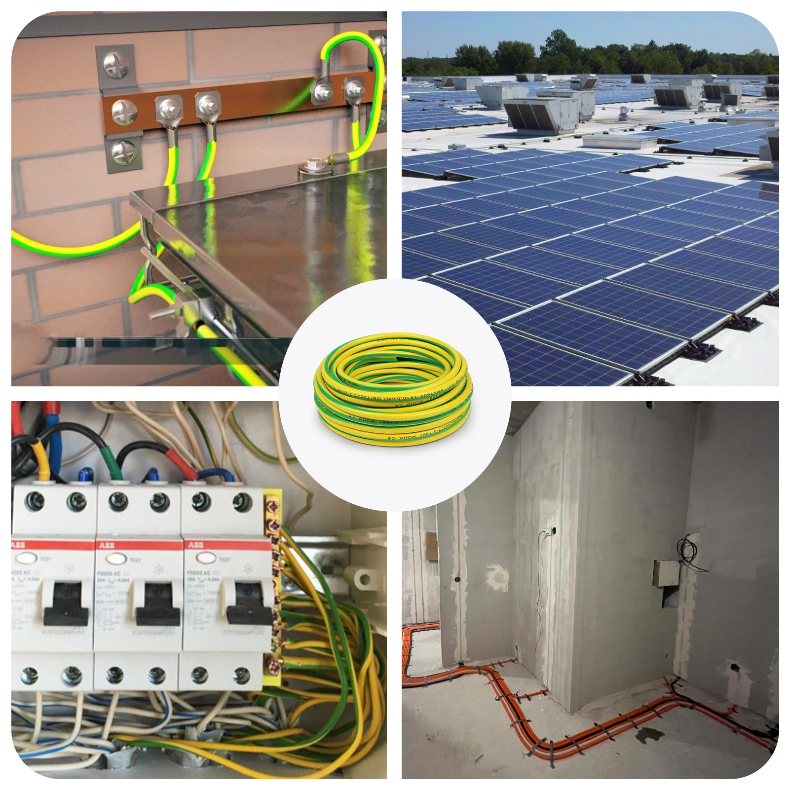 10mm² Electrical Earth Wire 10m–30m, Flexible Green-Yellow Ground Cable PVC Insulated, Heavy Duty Wiring for Grounding, Power and Industrial Installations