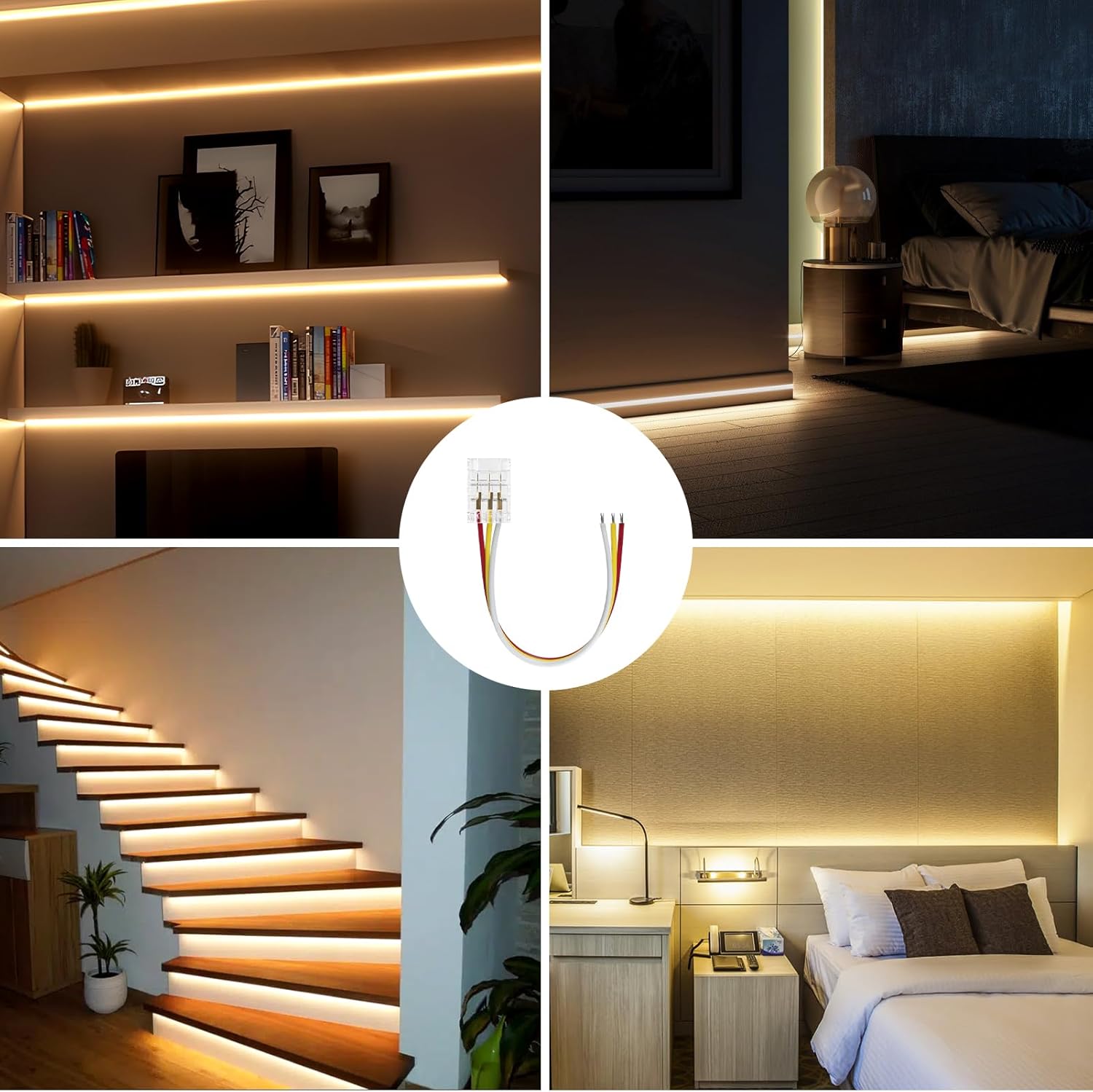 Transparent Crystal LED Strip Connectors – 10mm 3Pin Solderless Clips | Strip to Wire / Strip to Strip / DC Adapter – Local Stock US/UK