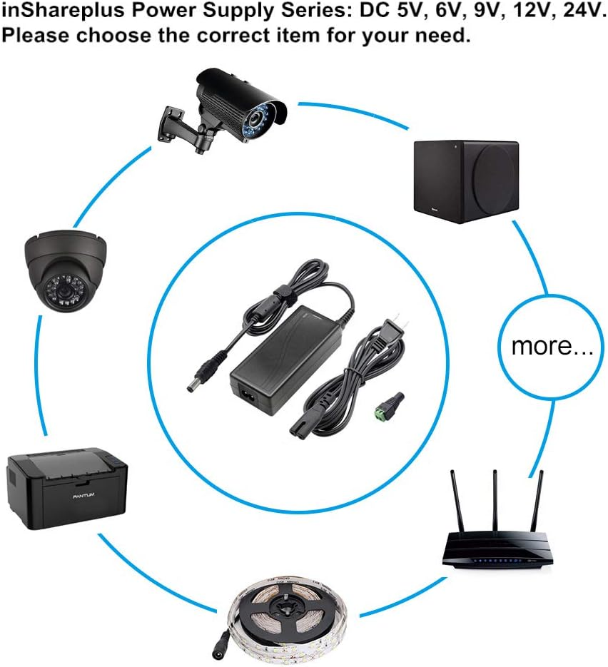 Adaptateur d'alimentation de bureau CC 6 V 30 W/60 W, entrée CA 100–240 V, prise américaine, transformateur à découpage pour appareils électroniques, routeurs, jouets et projets de bricolage.