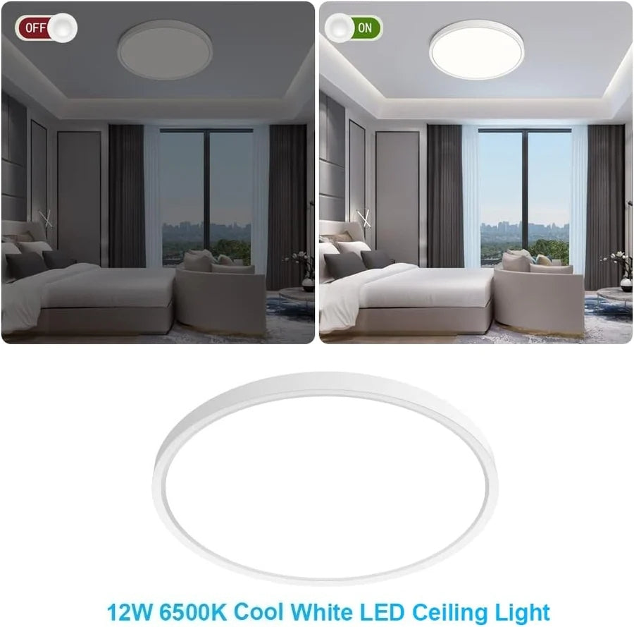 7 Inch Round LED Ceiling Light – 12W – White – 3000K / 4500K / 5000K / 6500K – Flush Mount Ceiling Light – Local Stock (US/UK/DE)