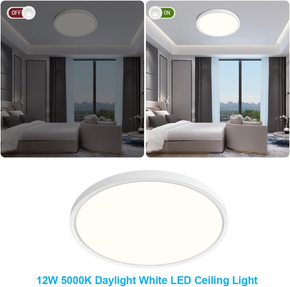 7 Inch Round LED Ceiling Light – 12W – White – 3000K / 4500K / 5000K / 6500K – Flush Mount Ceiling Light – Local Stock (US/UK/DE)