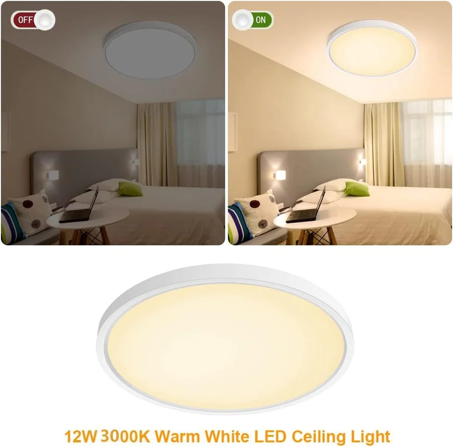 7 Inch Round LED Ceiling Light – 12W – White – 3000K / 4500K / 5000K / 6500K – Flush Mount Ceiling Light – Local Stock (US/UK/DE)