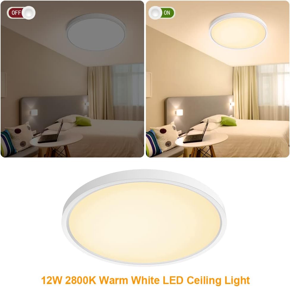 7 Inch Round LED Ceiling Light – 12W – White – 3000K / 4500K / 5000K / 6500K – Flush Mount Ceiling Light – Local Stock (US/UK/DE)