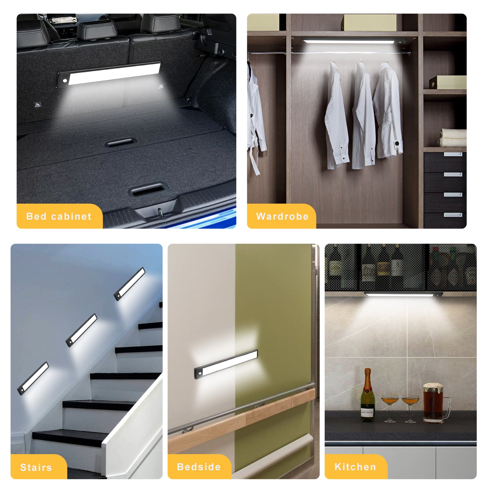 2 Pack Rechargeable Under Cabinet Light – 10” / 12.7” | 3CCT (3000K/4000K/6000K) | Motion Sensor & Touch Dimming | Slim Magnetic Design | Black Finish