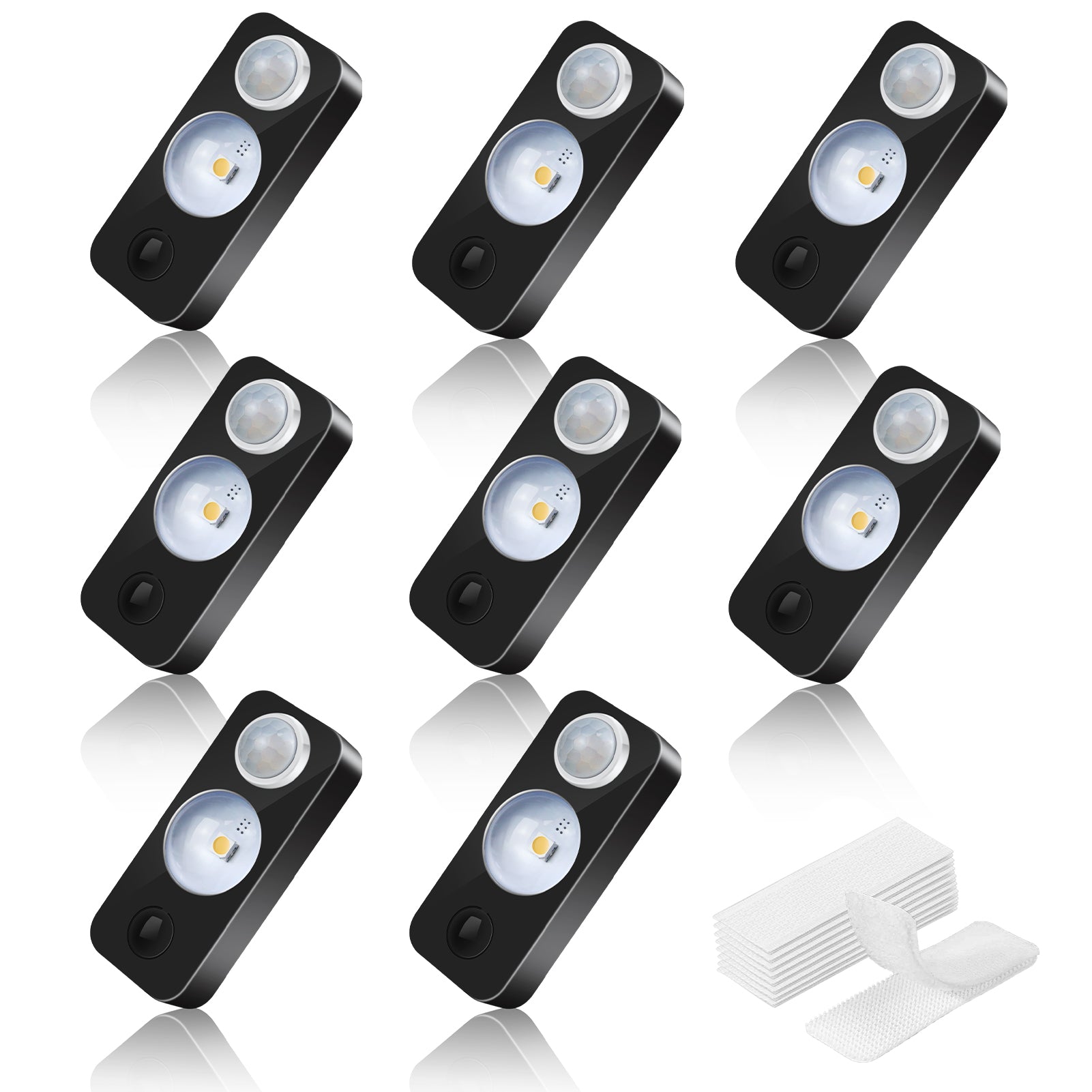 Rechargeable LED Puck Closet Light – 4/6/8 Pack | Motion Sensor, Tap Switch, Dimmable | Warm / Daylight White | Black / White Finish | Easy Mounting for Closets & Cabinets