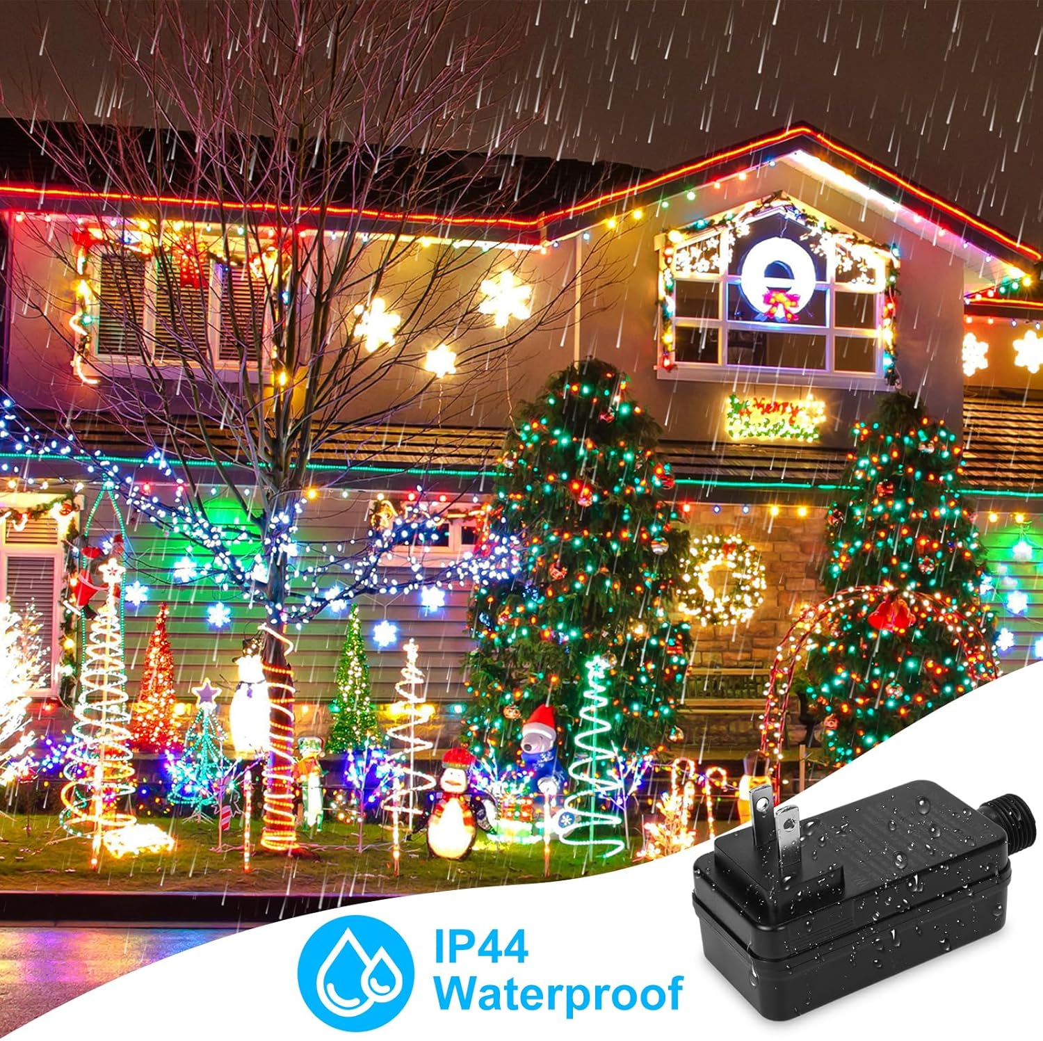 IP44 Class 2 Power Supply, AC 100–240V to DC 4.5V/12V/24V/30V Adapter Transformer, Waterproof Outdoor LED Driver for Inflatable Decorations, String Lights, Christmas Trees — US Plug