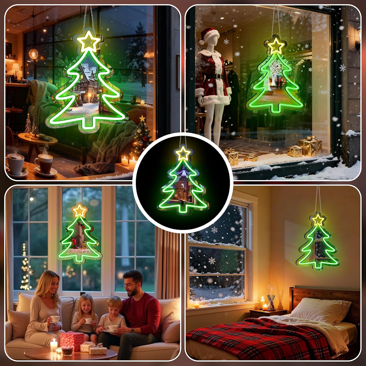 Good Vibes LED Sign – Christmas Tree Silicone Neon Sign – 16×12 Inch | 5V USB Powered Dimmable Green & Yellow Glow LED Wall Light | Neon Lamp with Accessories Included | Hanging Holiday Decor for Christmas Party, Bedroom & Home Spaces