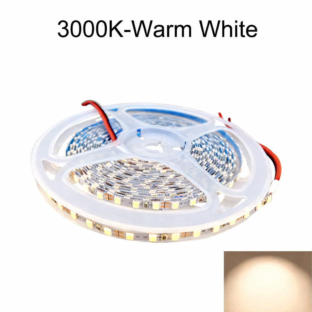 DC12V SMD2835 Single Color LED Strip Light – 120 LEDs/m | 4mm PCB | High Brightness Low Voltage LED Tape | Warm White / Natural White / Cool White | for Mirror, Kitchen Cabinet, Bedroom | 5/50M