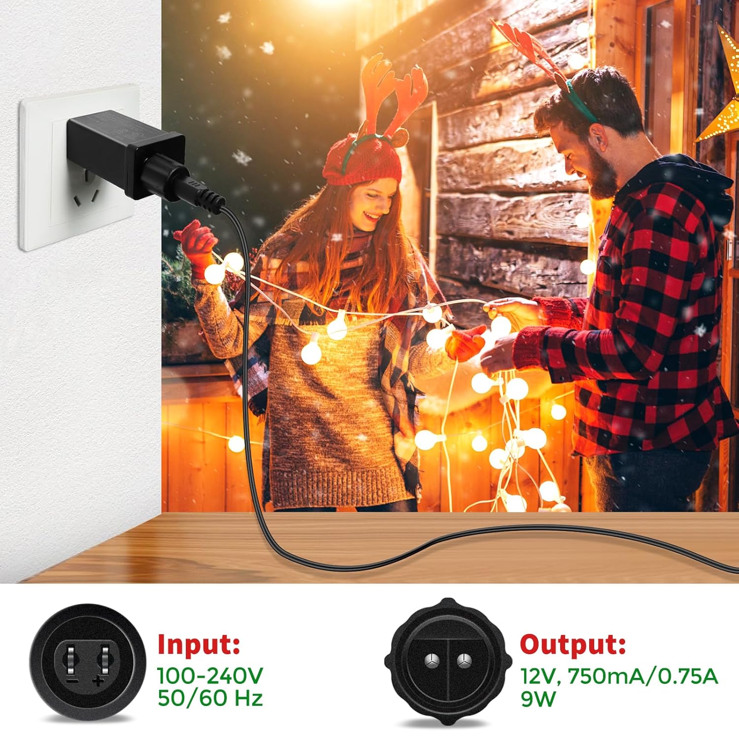 IP44 Class 2 Power Supply, AC 100–240V to DC 4.5V/12V/24V/30V Adapter Transformer, Waterproof Outdoor LED Driver for Inflatable Decorations, String Lights, Christmas Trees — US Plug