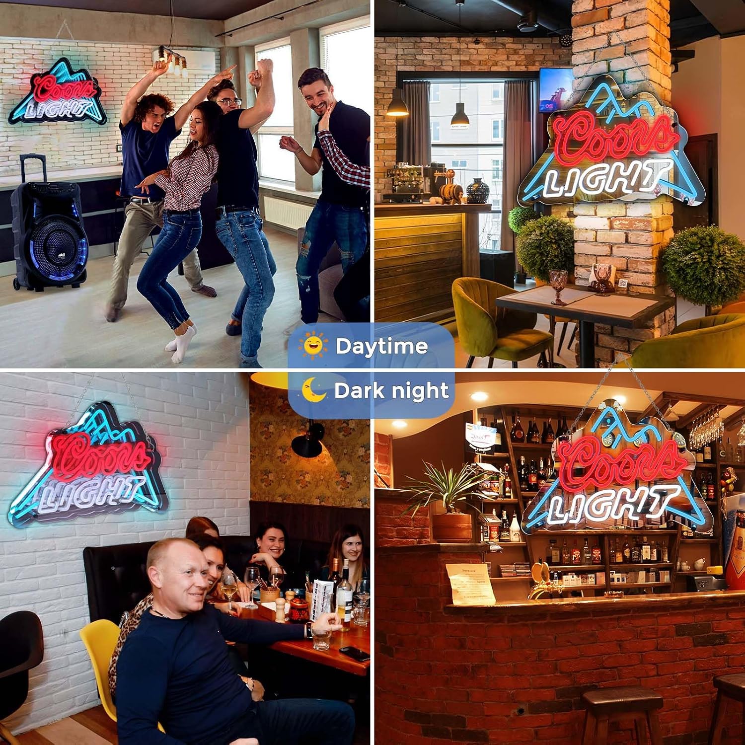 COORS LIGHT Mirror LED Sign – 17.7×11.3 Inch | 5V USB Powered Dimmable LED Light | Watermelon Red, White & Ice Blue Glow | Hanging Mirror Neon Sign with Accessories Included for Bar, Pub, Lounge & Entertainment Spaces