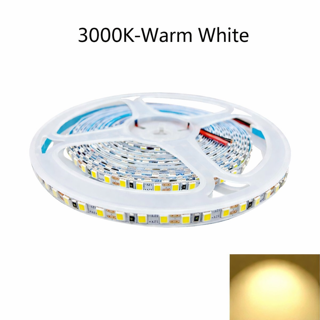 DC12V SMD2835 Single Color LED Strip Light – 150 LEDs/m | 5mm PCB | High Brightness Low Voltage LED Tape | Warm White / Natural White / Cool White / Blue / Red | for Mirror, Kitchen Cabinet, Bedroom | 5/50M