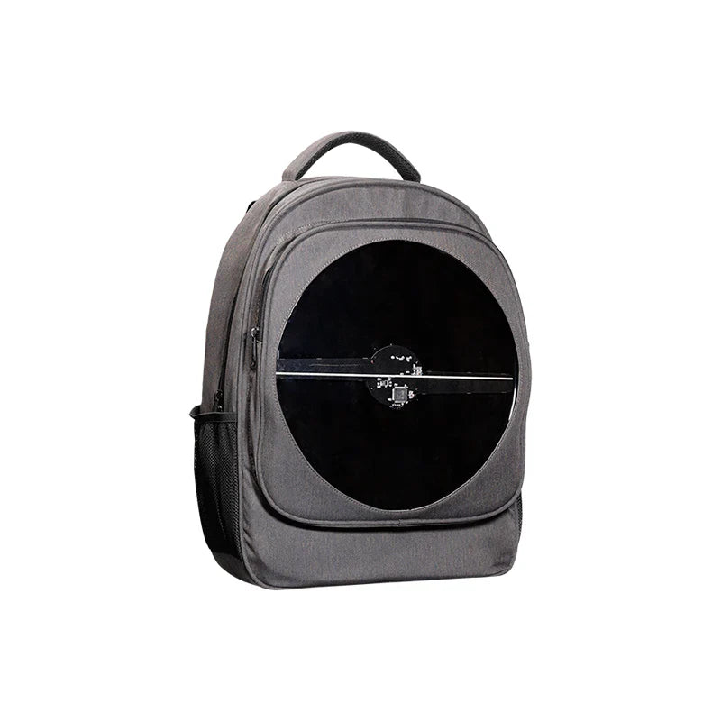 30 cm (11,8 Zoll) DC5V 3D-Hologramm-Lüfter-Rucksackdisplay | 2-Blatt-LED-Visual-Player mit hoher Helligkeit | Mobile Hologramm-Werbung | Tragbare batteriebetriebene Option (keine Batterie enthalten) | Integriertes Rucksackdesign