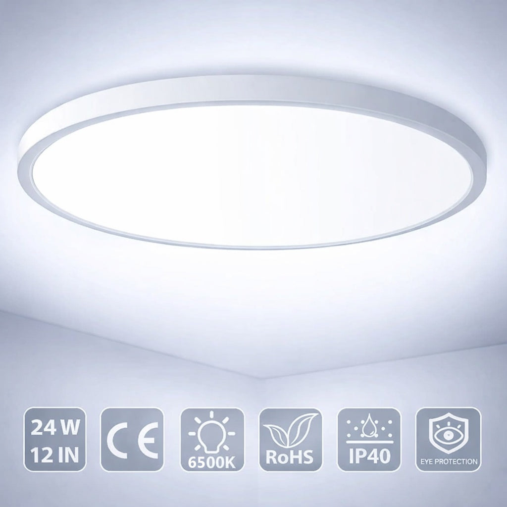 12 Inch Round LED Ceiling Light – 24W – White – 3000K / 4500K / 5000K / 6500K – Flush Mount Ceiling Light – Local Stock (US/UK/DE)