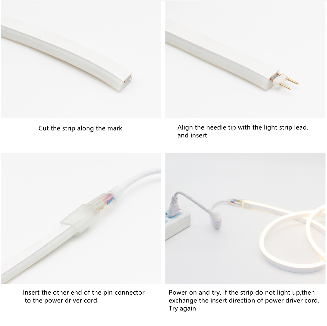 Single Color LED Neon Rope Light 8x16mm | 110V/220V AC Flexible Neon LED Strip | SMD2835 120LEDs/m | Waterproof Cuttable Neon Flex for Indoor & Outdoor Decoration | 20m / 50m / 100m Kit with Power Adapter Plug
