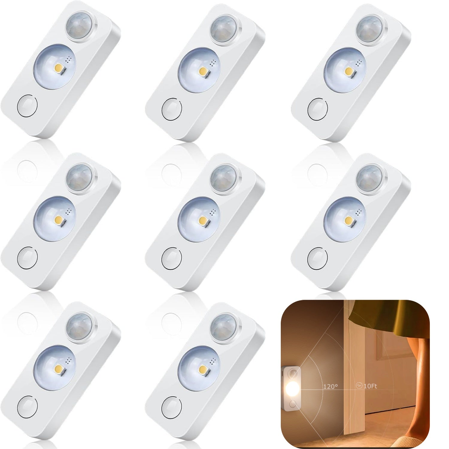 Rechargeable LED Puck Closet Light – 4/6/8 Pack | Motion Sensor, Tap Switch, Dimmable | Warm / Daylight White | Black / White Finish | Easy Mounting for Closets & Cabinets