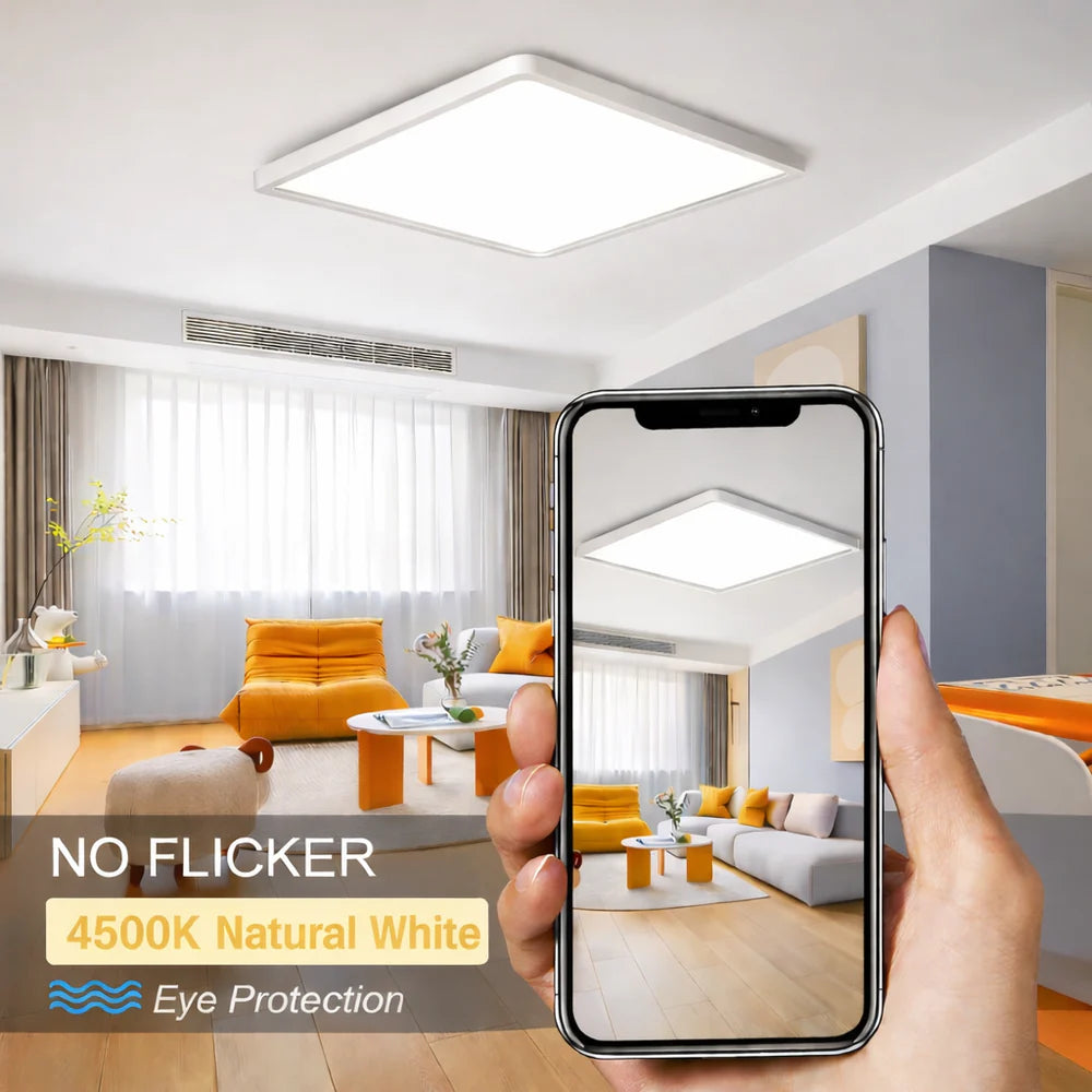 9 Inch Square LED Ceiling Light – 18W – White – 3000K / 4500K / 5000K / 6500K – Flush Mount Ceiling Light for Home & Apartment Lighting – Local Stock (US)