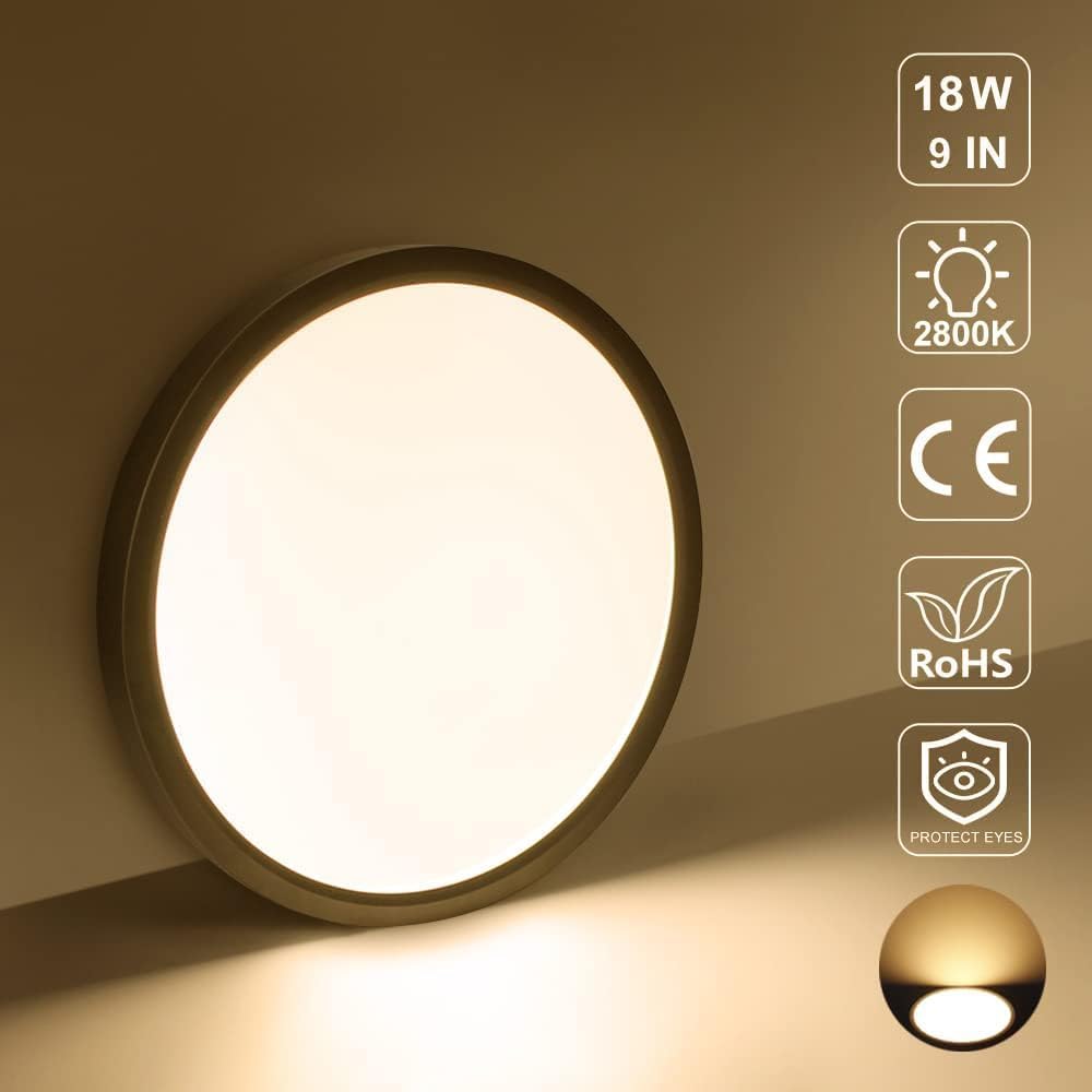 15.7 Inch Round LED Ceiling Light – 32W – Black – 3000K / 4500K / 5000K / 6500K – Flush Mount Ceiling Light for Home & Apartment Lighting – Local Stock (US/UK)