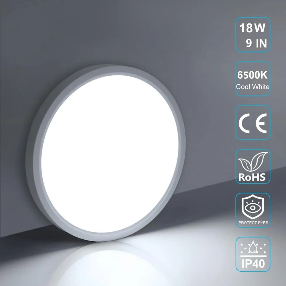 9 Inch Round LED Ceiling Light – 18W – White – 3000K / 4500K / 5000K / 6500K – Flush Mount Ceiling Light – Local Stock (US/UK/DE)