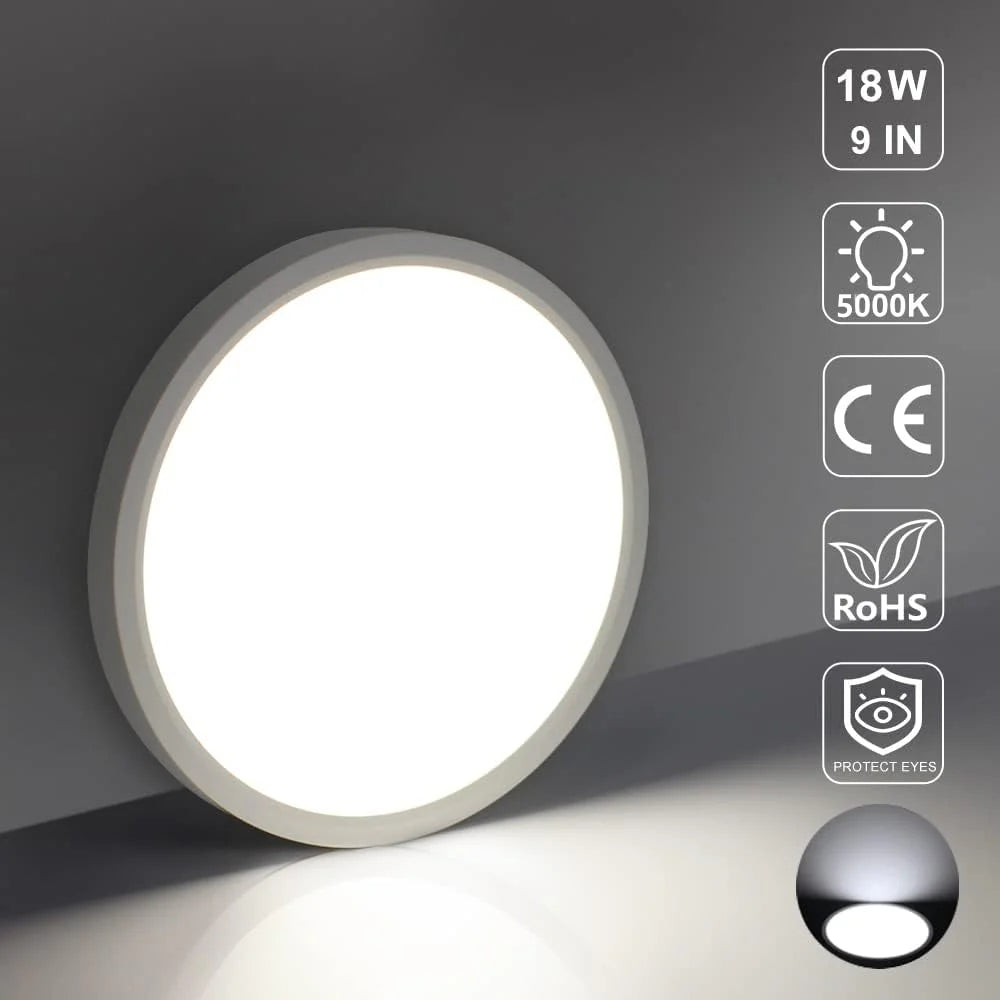 9 Inch Round LED Ceiling Light – 18W – White – 3000K / 4500K / 5000K / 6500K – Flush Mount Ceiling Light – Local Stock (US/UK/DE)