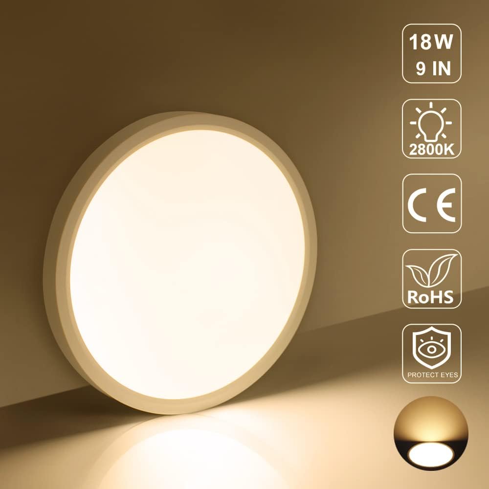 9 Inch Round LED Ceiling Light – 18W – White – 3000K / 4500K / 5000K / 6500K – Flush Mount Ceiling Light – Local Stock (US/UK/DE)