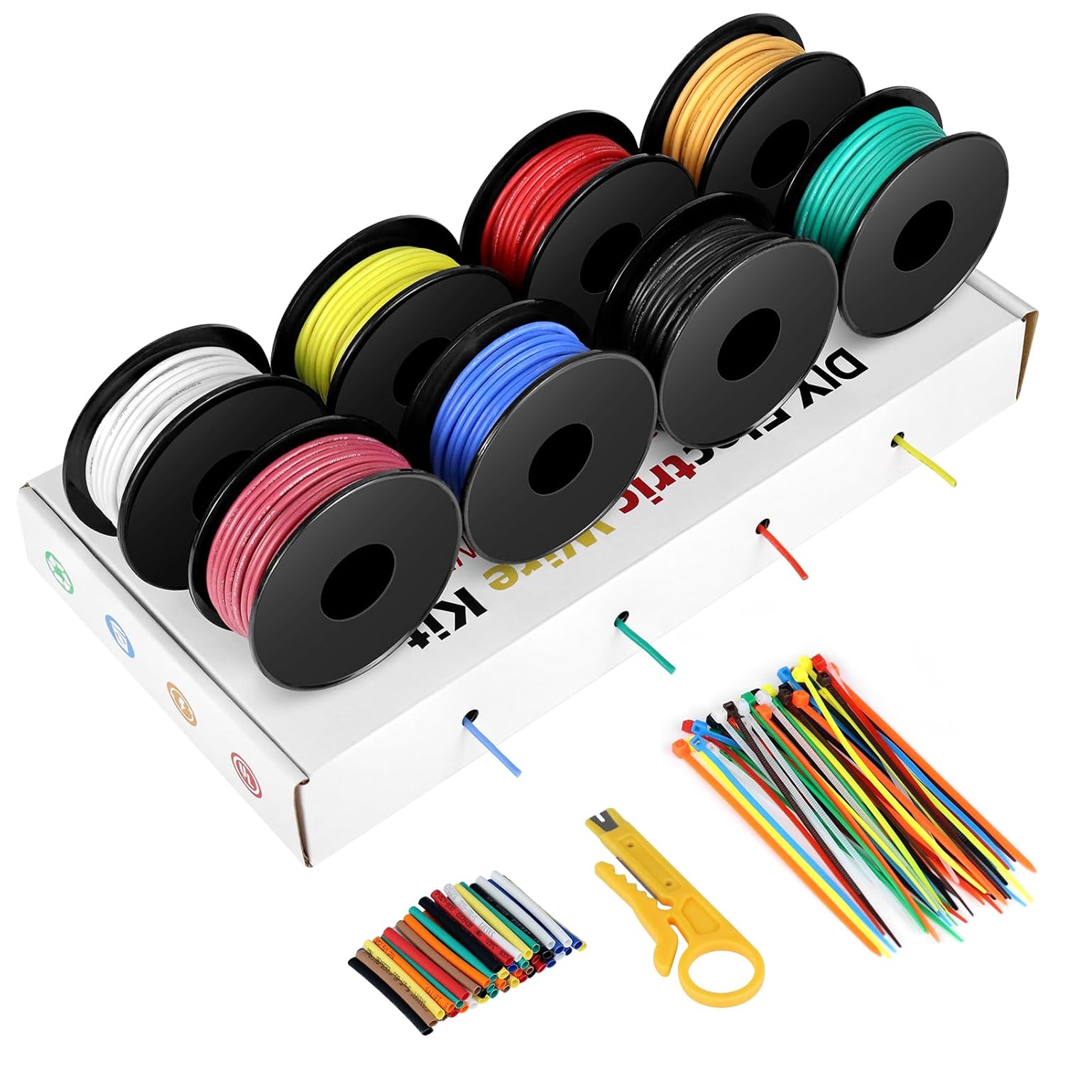 Kit de fils en silicone 18 AWG, câble électrique en cuivre étamé toronné, rouleau de 3 à 15 m, 8 couleurs, flexible et résistant à la chaleur, pour bricolage, automobile, LED, radiocommande et câblage électrique.