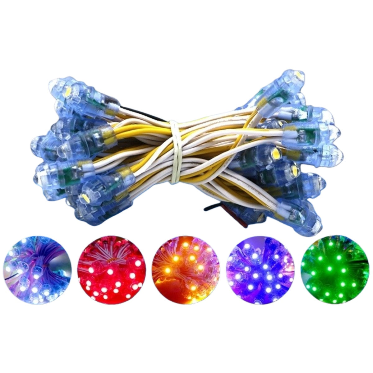 9mm LED Dot Light for Channel Letter Sign, 50pcs/String, 0.2W DC 12V IP67 Waterproof LED Pixel String Light for Punch Letter Signs, Advertising Boards and Light Boxes