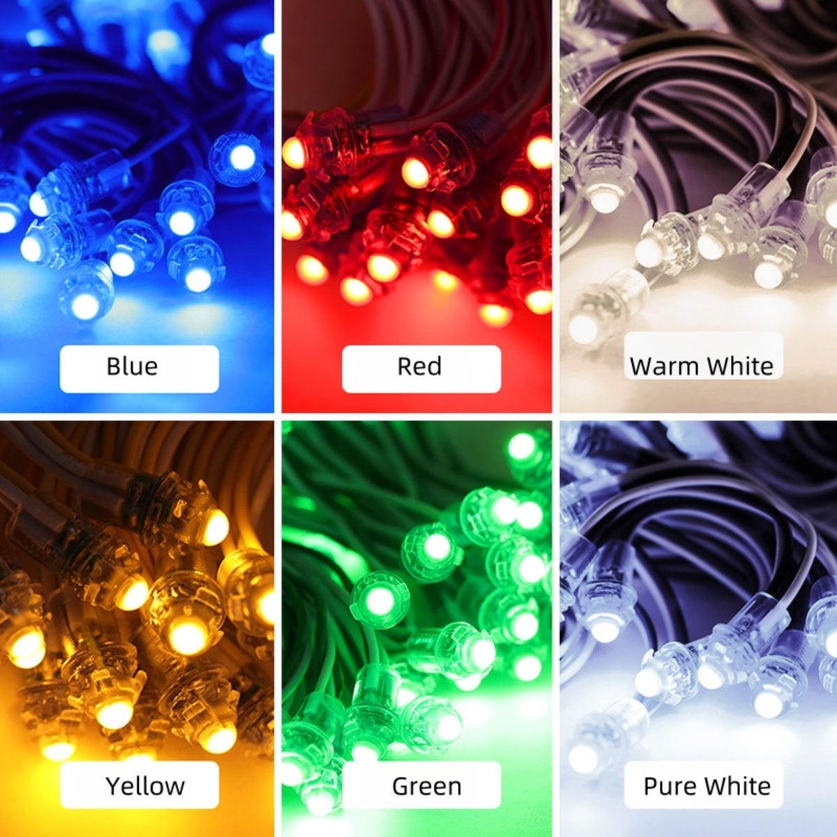 9mm LED Dot Light for Channel Letter Sign, 50pcs/String, 0.2W DC 12V IP67 Waterproof LED Pixel String Light for Punch Letter Signs, Advertising Boards and Light Boxes