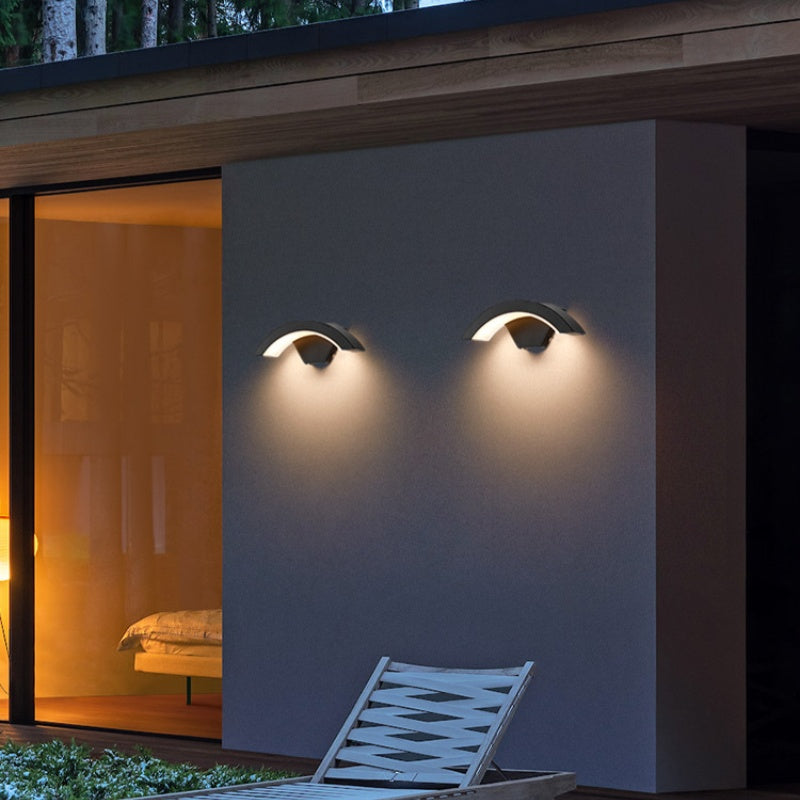 Arc Wave Waterproof LED Wall Light – 18W | 3000K / 4000K / 6000K | Black Housing | Up & Down Outdoor Wall Sconce for Porch, Garden, Balcony & Indoor Decoration | Aluminum Housing | IP65 | 2-Pack
