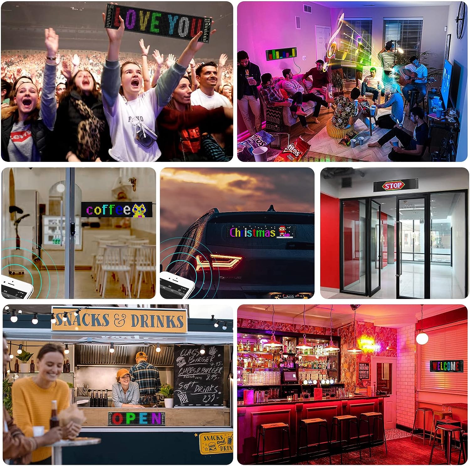 Modell 1696, klein, flexibel, USB 5 V, LED-Schild fürs Auto, Bluetooth, App-Steuerung, Bildschirmtextmuster, Animation, LED-Schildanzeige für Autofenster, Geschäft, Bar und Eingangsschild