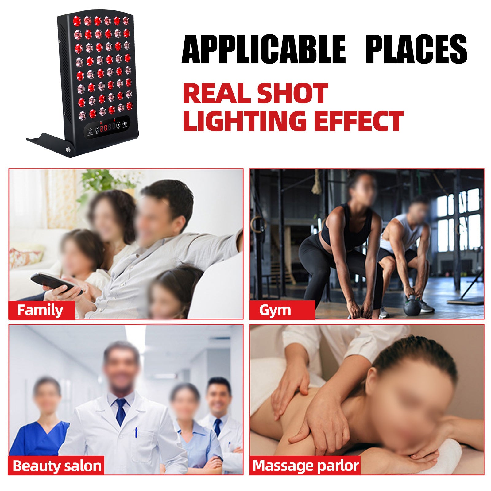 42W BLK-S Red light Therapy LED Panel w/ 48pcs 1W LED (850nm & 660nm 1:1) LED Red Light