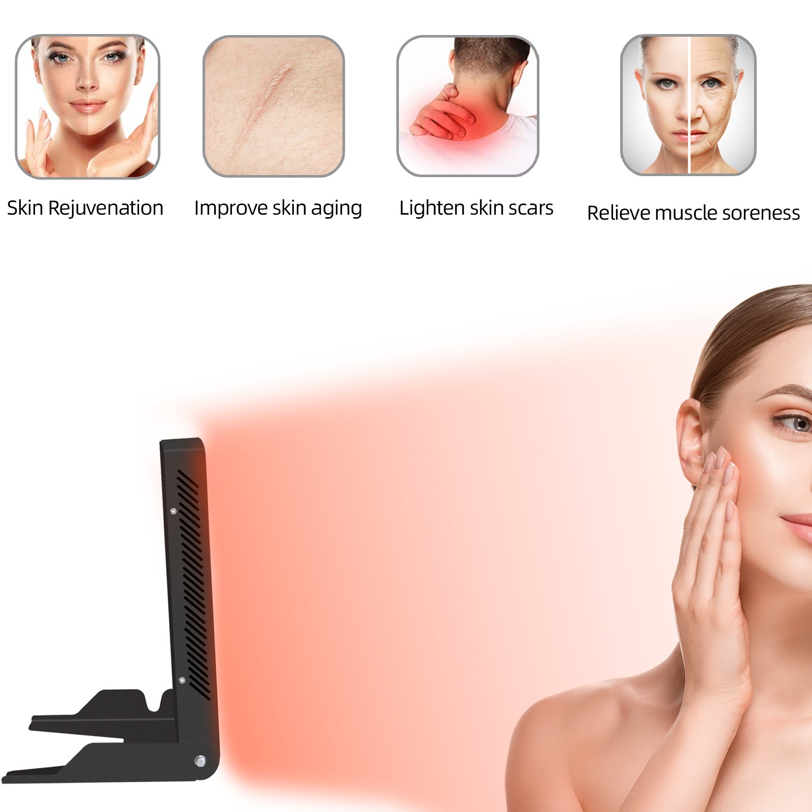 42W BLK-S Red light Therapy LED Panel w/ 48pcs 1W LED (850nm & 660nm 1:1) LED Red Light