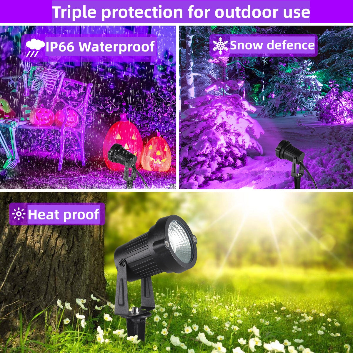 2Pack Black Light 12W AC85-265V IP66 Waterproof UV 395-400nm Purple Led Lights Lawn Light Spotlight for Stage Lighting Glow Party Room Fluorescent All Hallows' Day