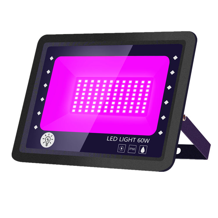 2 Pack Black Lights - 60W 395-400nm AC85-265V Upgraded LED Flood Light with Switch, Waterproof IP66 for Glow Party, Stage Lighting, Aquarium, Glow in The Dark, Body Paint, Fluorescent Poster, Neon Glow