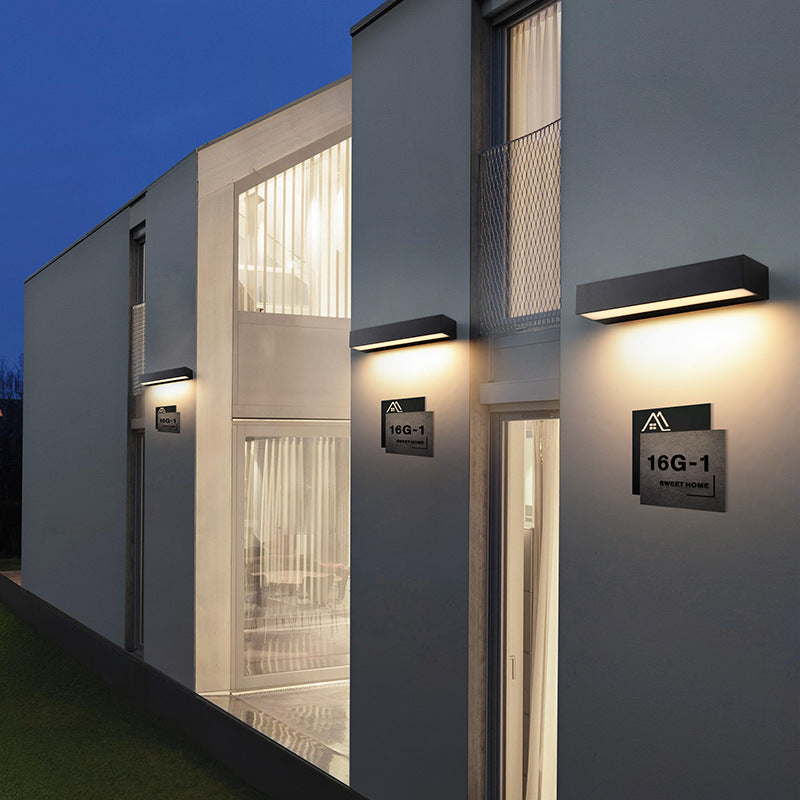 Outdoor LED Wall Light, Long Black Aluminum LED Wall Sconces IP65 Waterproof Square Aluminum Wall Lamps