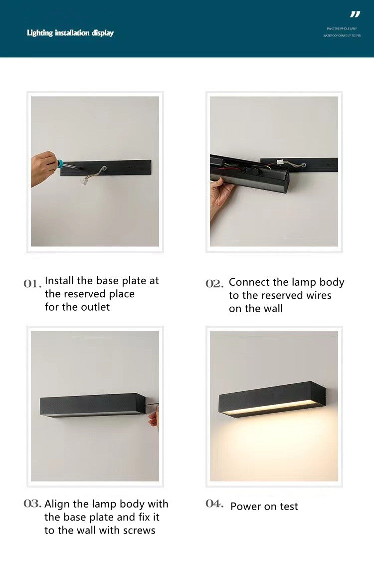 Outdoor LED Wall Light, Long Black Aluminum LED Wall Sconce - 12W / 18W / 28W | 3000K / 6000K | IP65 Waterproof Square Aluminum Wall Lamps