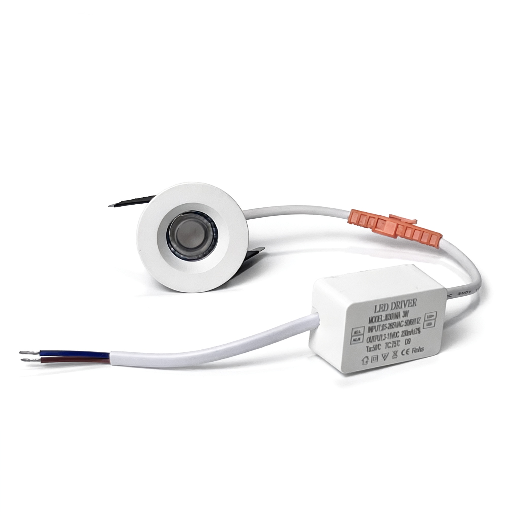 FX-3B Series Mini LED Downlight | 2W | Ø1.38″ Cutout | 24° Beam | 100–240V | CRI>80 | Black Housing | Non-Dimmable | Accent Spot Ceiling Light | 4 / 10-Pack