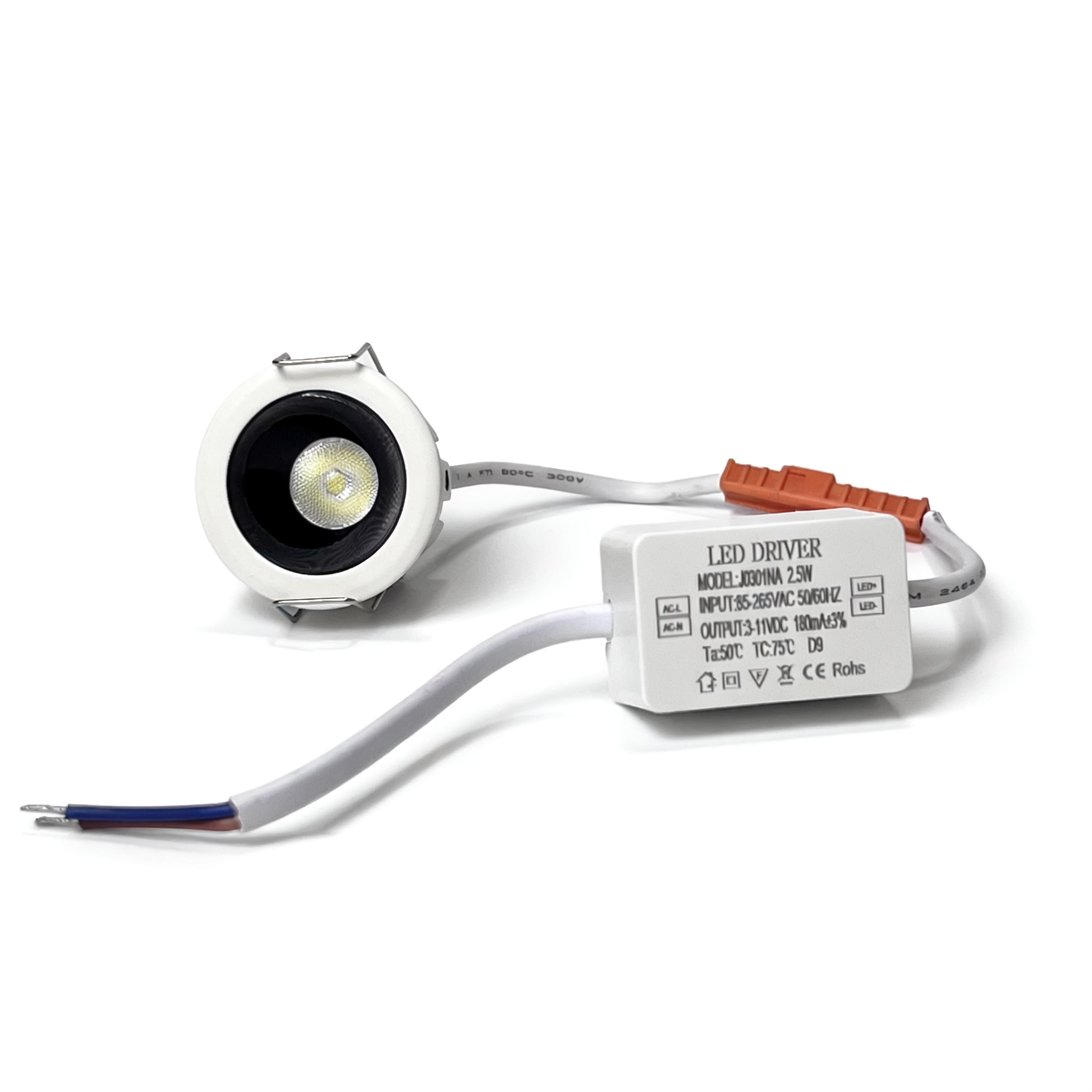 FX-4 Series Mini Recessed LED Downlight | 2W | Ø1″ Cutout | 25° Beam | 100–240V | CRI>90 | White Housing | Non-Dimmable | Ultra-Small Accent Ceiling Light | 4 / 10-Pack