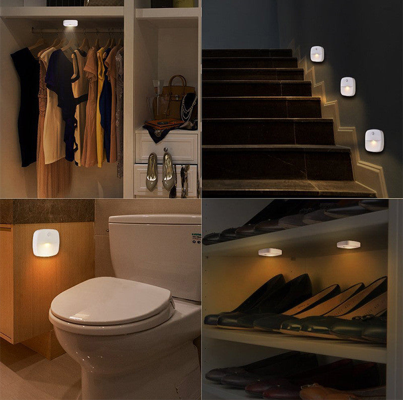 3 Pack LED Motion Sensor Light, Cordless Battery-Powered LED Night Light, Wall Light, Closet Lights, Safe Lights for Stairs, Hallway, Bathroom, Kitchen, Cabinet (White)