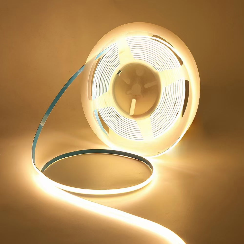 FCOB Slim Flexible LED Strip Light | 5m (16.4ft) Roll | CRI90 | 3000K / 4000K / 6500K | 480 LEDs/m | 12V 8W | 5mm PCB | Dimmable Indoor IP00 Ribbon