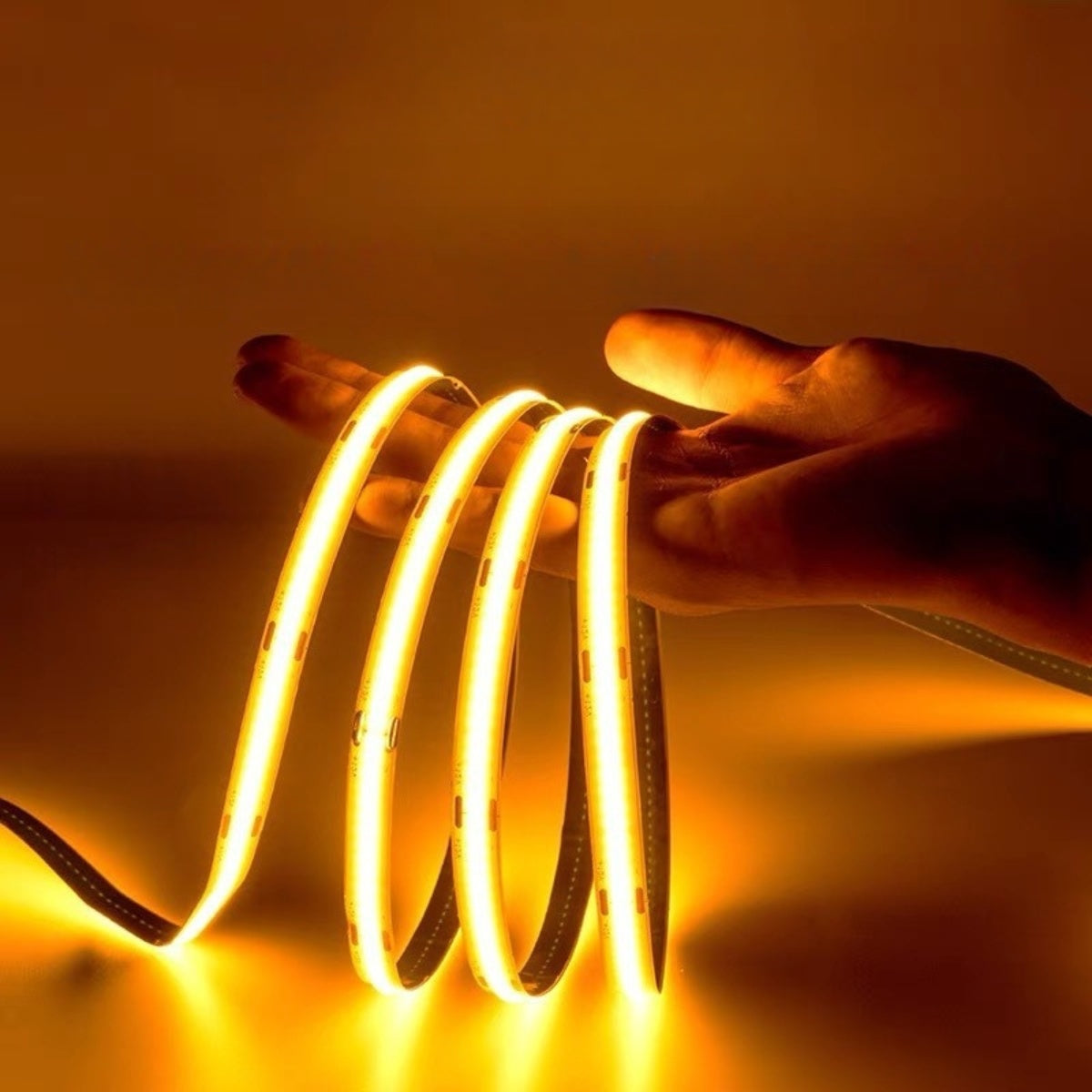 FCOB Flexible LED Strip Light | 5m (16.4ft) Roll | CRI90 | 3000K / 4000K / 6500K | 320 / 480 LEDs per Meter | 8W / 10W | 12V / 24V | 8mm Wide | Dimmable Indoor IP00 LED Ribbon