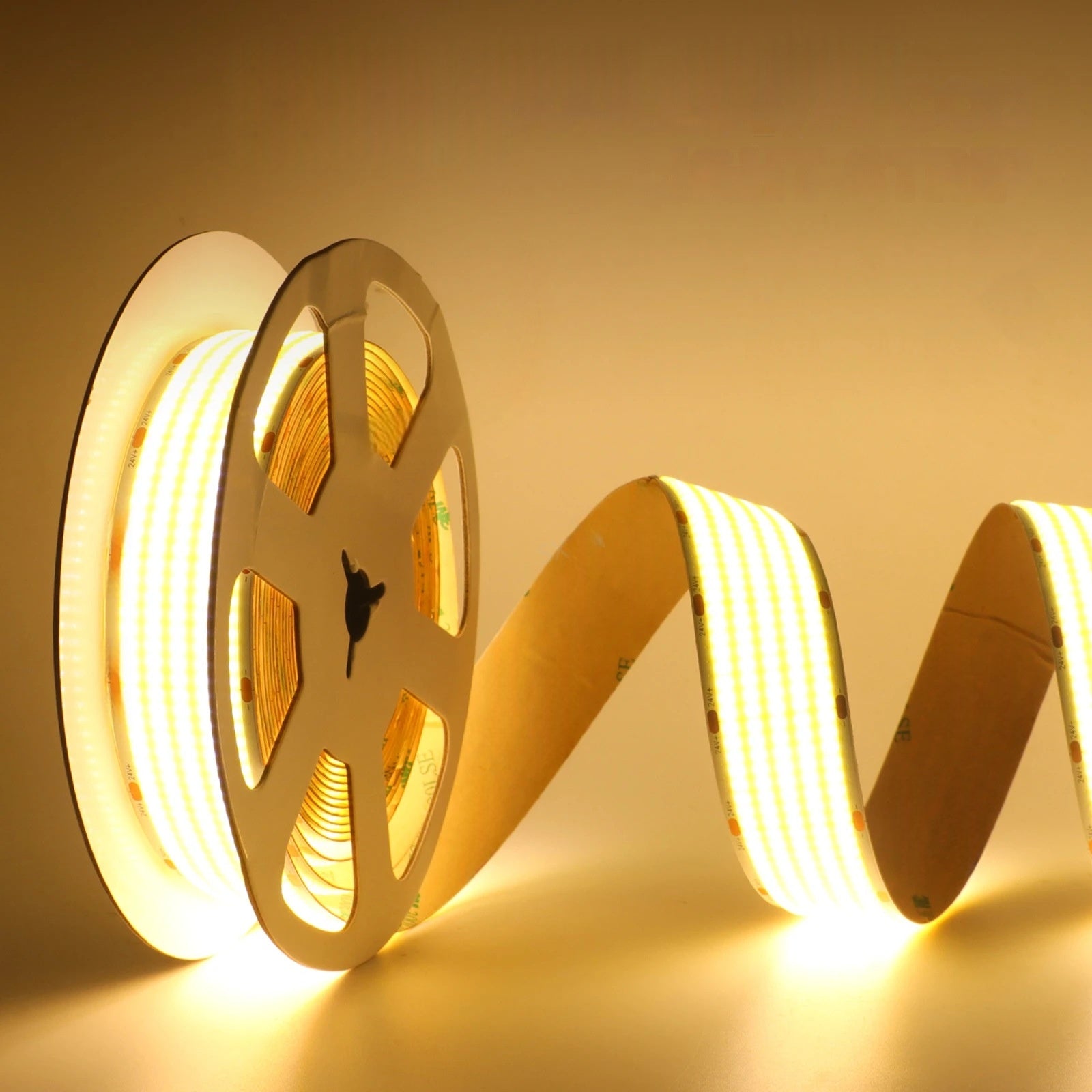 FCOB Ultra High-Density LED Strip Light | 5m (16.4ft) Roll | CRI90 | 3000K / 4000K / 6500K | 1600 LEDs/m | 40W | 24V DC | 30mm Wide | Dimmable Indoor IP00 Ribbon Lighting